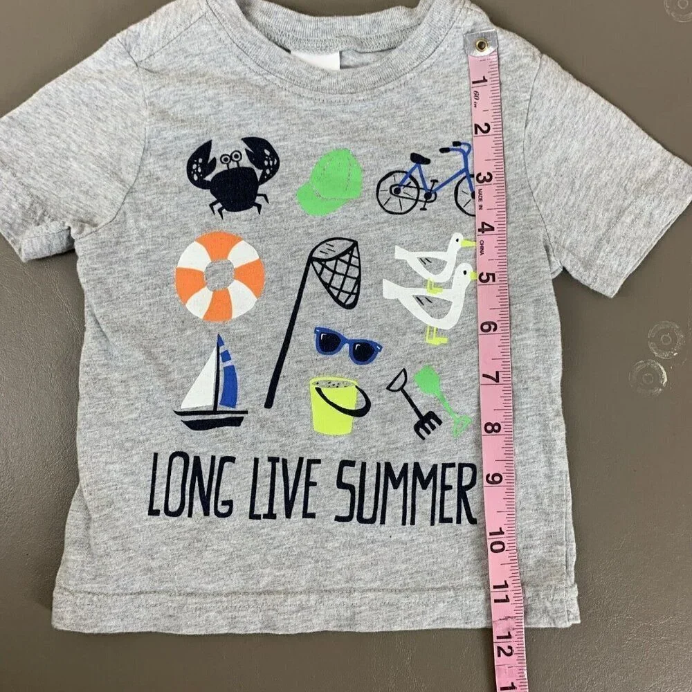 Gymboree Short Sleeve T Shirt Gray Long Live Summer Beach Baby Boys 6-12 Months